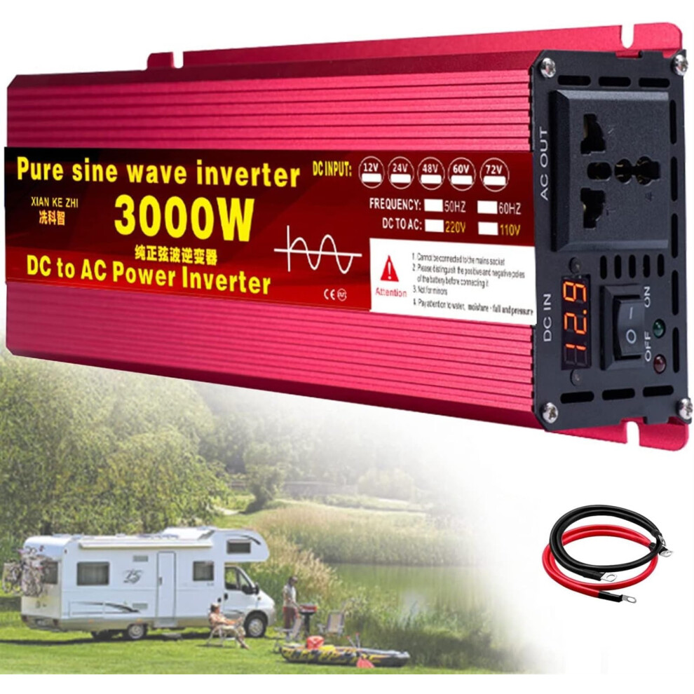 3000W Pure Sine Wave Power Inverter 12V72v Dc To 110V/230V Ac For Home Rv Truck With Lcd Display 9070919366550