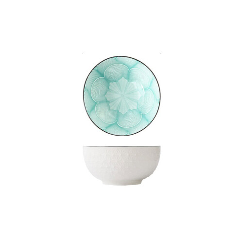 Ceramic Rice Bowl Set with Underglaze Relief, Small MultiPurpose Serving Bowls for Kitchen