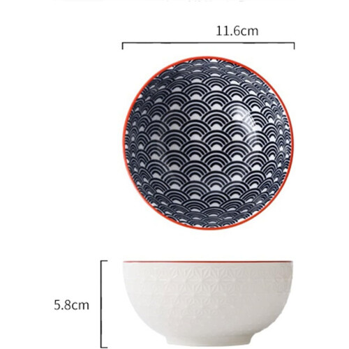 Ceramic Rice Bowl Set with Underglaze Relief, Small MultiPurpose Serving Bowls for Kitchen 1
