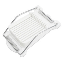 Meat and Egg Slicer Stainless Steel Kitchen Tool for Even Cutting Bananas Sausages Dishwasher Safe White