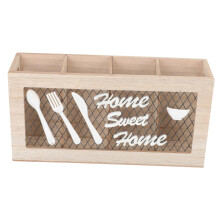 Wooden Utensil Holder Rustic Farmhouse Cutlery Organizer with MultiCompartment SpaceSaving Design