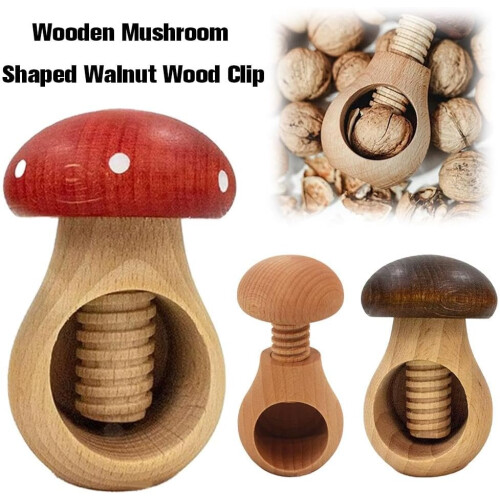 Wooden Screw Press Nutcracker with Ergonomic Mushroom Grip for Walnuts Hazelnuts Pecans Black 1