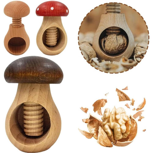 Wooden Screw Press Nutcracker with Ergonomic Mushroom Grip for Walnuts Hazelnuts Pecans Black 2