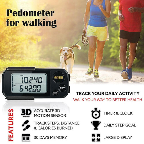 3D Quality Walking 3D Pedometer by Realalt with Clip 2