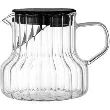 Glass Coffee Pot with Heat Resistant Glass, Elegant Vertical Stripe Drip Carafe for Home Brewing