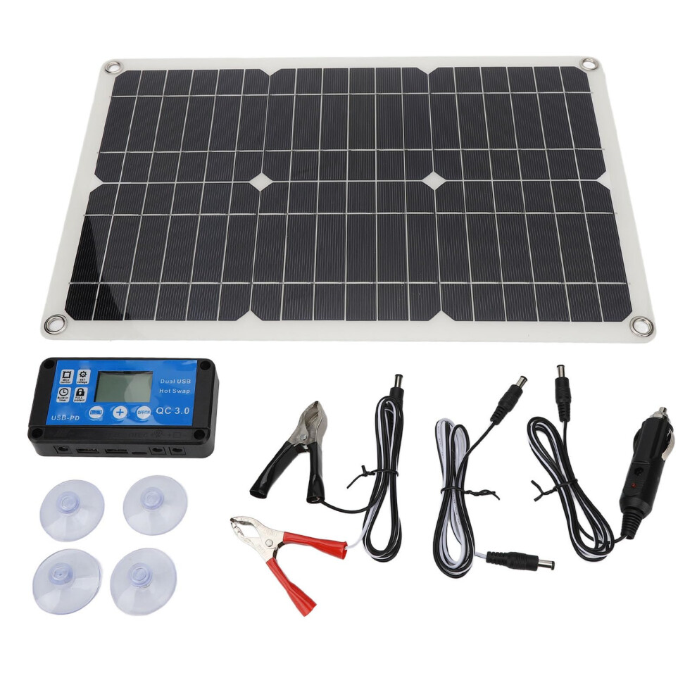 100W Monocrystalline Solar Panel With Dual Usb Ports For Car Boat Rv Marine Battery Charging 9113335290402