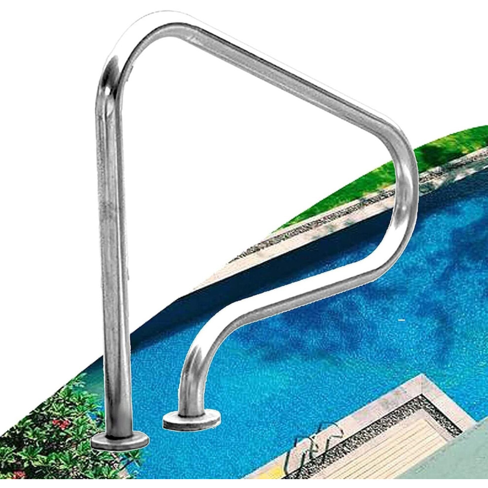 304 Stainless Steel Swimming Pool Handrail With Ergonomic Curved Armrest, 440Lbs Capacity For Inground Pool Safety Stair 9070919367922