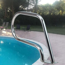 Stainless Steel Pool Handrail with Base, 3Bend Inground Stair Rail, 304 Steel Mounting Kit