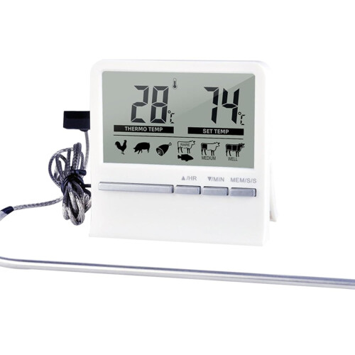 Meat Thermometer with Long Probe and Digital Kitchen Timer for Accurate Grilling and Cooking 1
