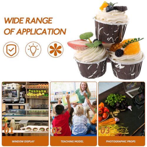Artificial Cupcake Models Cake Decoration for Display 4Pcs Set 2