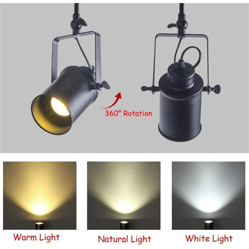 Track Lighting Fixture with Adjustable Beam Direction, Rotatable Ceiling Spotlights E27 Bulb Fit 1