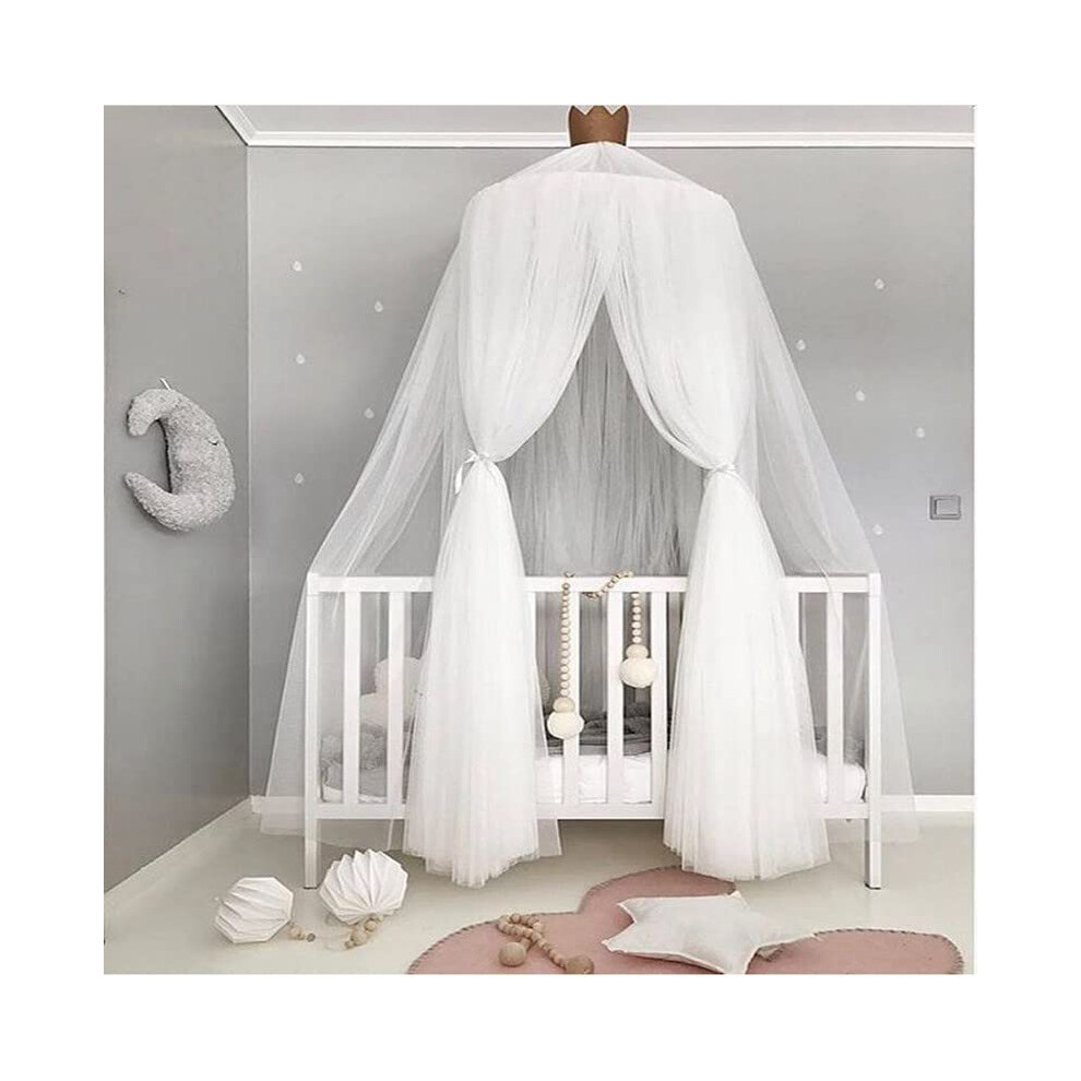 Bed Canopy for Girls Room with Star Decor, Washable Princess Crib Canopy