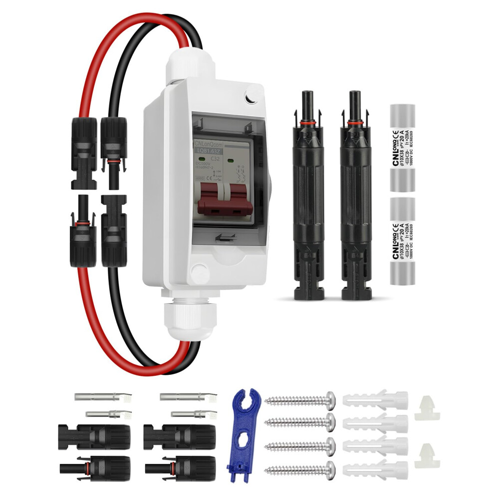 Solar Disconnect Switch 32A 500V Dc With 15A Fuse, Waterproof Pv Breaker Box For Outdoor Solar Systems 9070919368776