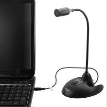 3.5mm Jack Stereo Condenser Microphone for Skype MSN Chat,Adjustable Gooseneck,Black,Model 950 6b0 3e3 f93 9cb
