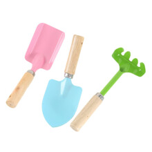 Kids Gardening Tools Set with Durable Wooden Handles Bright Candy Colors Trowel Rake Shovel