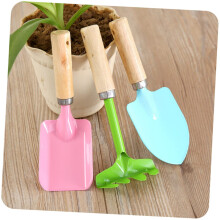 Kids Garden Tools Set with Wooden Handles ChildSafe Durable Metal Trowel Rake Shovel Bright Colors