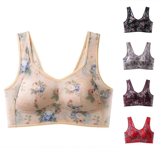 Ice Silk Lace Cooling Comfort Bra,Lace Buttonless Comfortable Bra