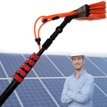 Water Fed Telescopic Cleaning Pole with Brush for Windows and Solar Panels, 12Ft to 30Ft Adjustable