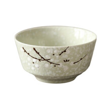 4PC Japanese Ceramic Dinnerware Set, HandPainted Rice Bowls, Microwave Dishwasher Safe, 4.5 Inch Cyan