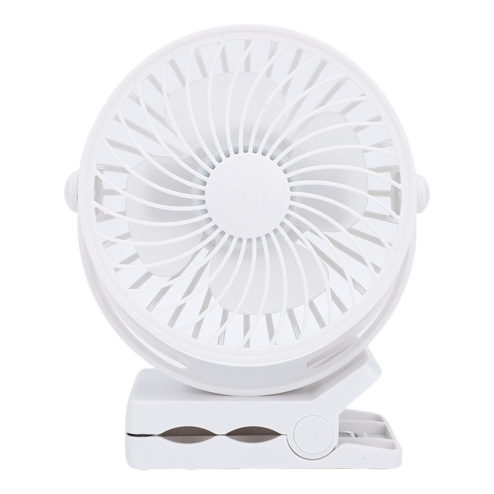 USB Rechargeable Clip-On Fan 800mAh 3 Speeds 720 Rotatable White