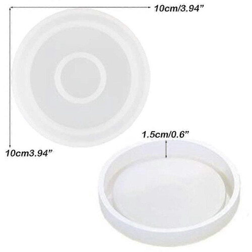Molde de silicone para porta-copos redondos DIY de 3 pacotes, diâmetro 3,94 polegadas/10cm, moldes para fundição com resina, C 1