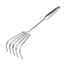 Stainless Steel Garden Hand Rake with Ergonomic Grip for Soil Loosening, Weeding and Beach Sand