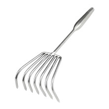 Ergonomic Stainless Steel Garden Hand Rake with Seven Tines for Soil, Leaves and Beach Use