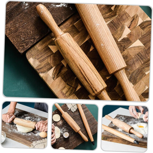 Wooden Rolling Pin Solid Hardwood Smooth Nonstick Surface for Pastry Pizza Dumpling Baking 2