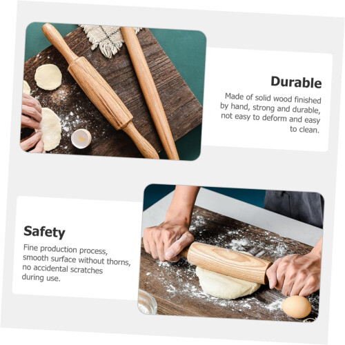 Wooden Rolling Pin Solid Hardwood Smooth Nonstick Surface for Pastry Pizza Dumpling Baking 1