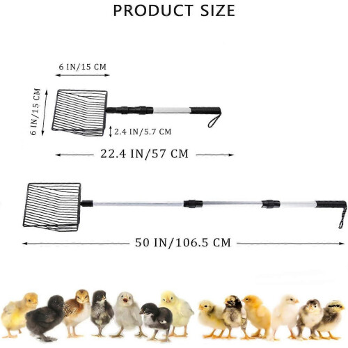 3 σε 1 Stretchable Chicken Poop Scooper Chicken Coop Accessories Φτυάρι κοσκινίσματος για 1