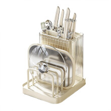 Kitchen Knife Holder with Drainage, Multifunctional Countertop Knife Block Organizer Rack White