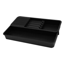 Kitchen Drawer Knife Organizer with Detachable Partition, InDrawer Block for Knives and Utensils, Black