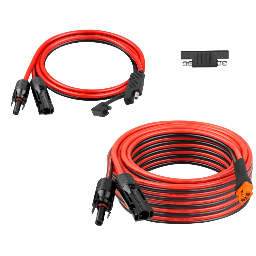 Solar Extension Cable 10Awg 40Ft Xt60i Sae Connector Tinned Copper For Fast Outdoor Charging 9113335292963