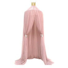 Pink Kids Bed Canopy with Mosquito Net, Elegant Mesh Curtain for Girls Bedroom Decor
