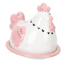 Ceramic Chick Butter Dish with Lid Keeps Butter Fresh Cute Kitchen Container Easy to Clean