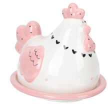 Ceramic Butter Dish with Lid Cute Chick Design Farmhouse Style Airtight Keeper for Kitchen Storage