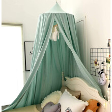 Bed Canopy with Light Blocking Fabric and Mosquito Net, Round Dome for Kids Room or Baby Crib (Lake Green)