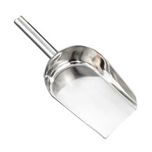 Stainless Steel Flat Base Ice Scoop for Kitchen and Bar with Ergonomic Comfortable Grip