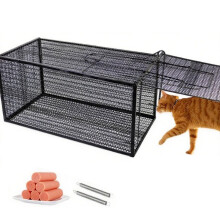 21 Inch Humane Live Animal Trap Cage for Cats and Small Wildlife with Adjustable Trigger and Rust Protection