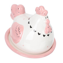 Ceramic Chick Butter Dish with Lid, 3D Chicken Shape Butter Crock, Keeps Butter Fresh for Kitchen