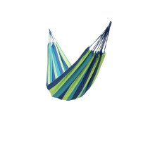 Camping Hammock Durable Cotton Breathable Fabric for Outdoor Travel Hiking Blue Green Stripes