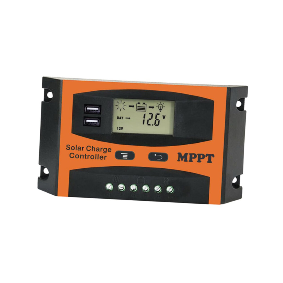 Mppt Solar Charge Controller With Dual Usb, Lcd Display, Timer, Overcharge Protection For Rv And Offgrid Systems 9113335293984