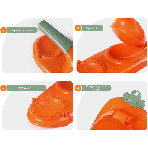 2 in 1 Dumpling Maker and Dough Press with Even Thickness Control, Durable Diecast Body, Pink 1