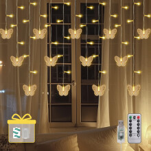 Butterfly String Lights 150 LED Curtain Lights with Remote 8 Modes for Bedroom Wall Wedding Party