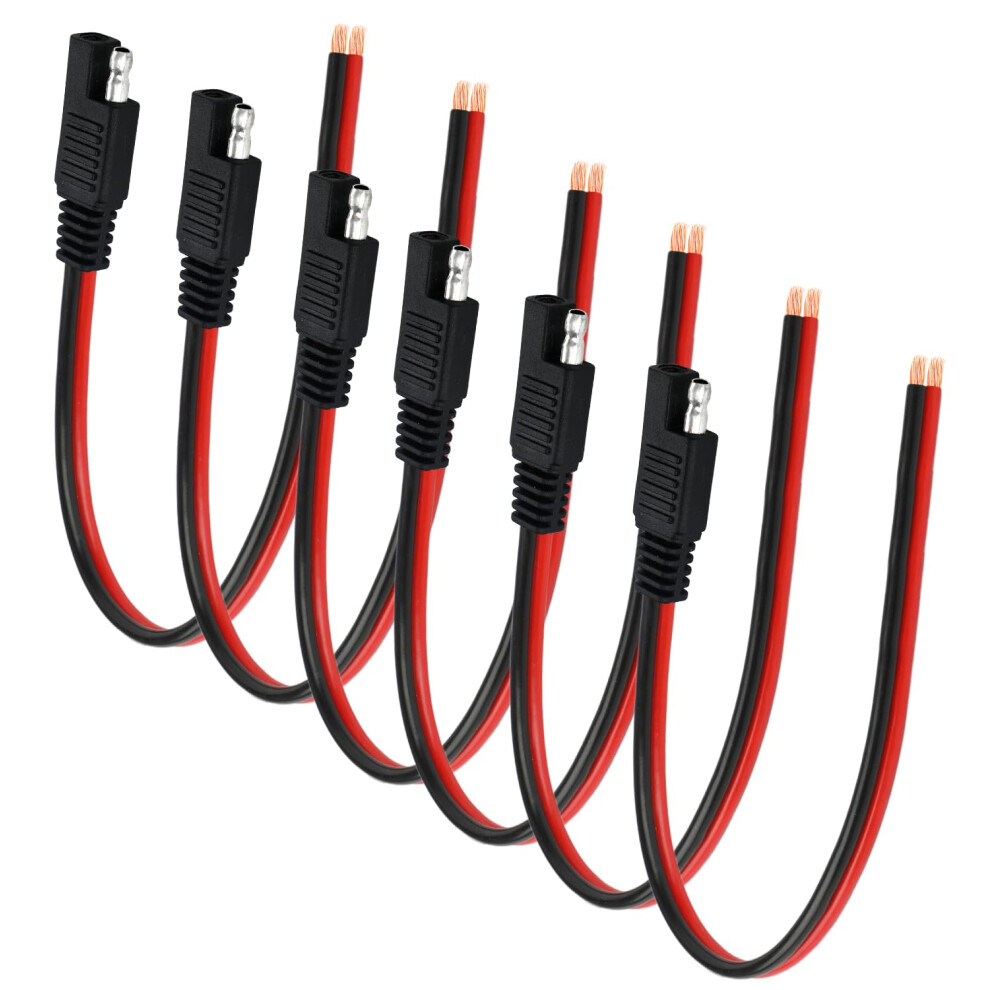6Pcs Sae Connector 12Awg Extension Cable, 1Ft Heavy Duty Quick Disconnect For Solar Panel, Motorcycle, Car 9070919371929