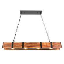 Rustic Solid Wood Pendant Light with Adjustable Height Chain for Billiard Table and Room Lighting