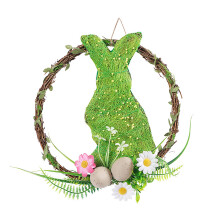 Farmhouse Easter Decor, Elegant 25Cm Spring Door Decor With Bunny Motif And Artificial Flowers, Captivating Easter Wreath For Great Spring Decorations