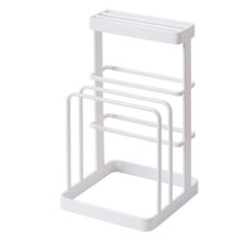 Knife Block with Ventilated Drain Tray and Cutting Board Holder, Universal MultiSlot Storage Rack