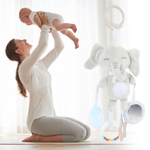 Cartoon Elefant Plüsch Clip Babybett Rassel Spielzeug Grau