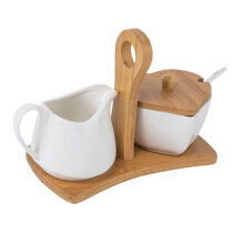 Sugar and Creamer Set with Tray, Ceramic Milk Pitcher and Sugar Bowl, Oven Microwave Safe